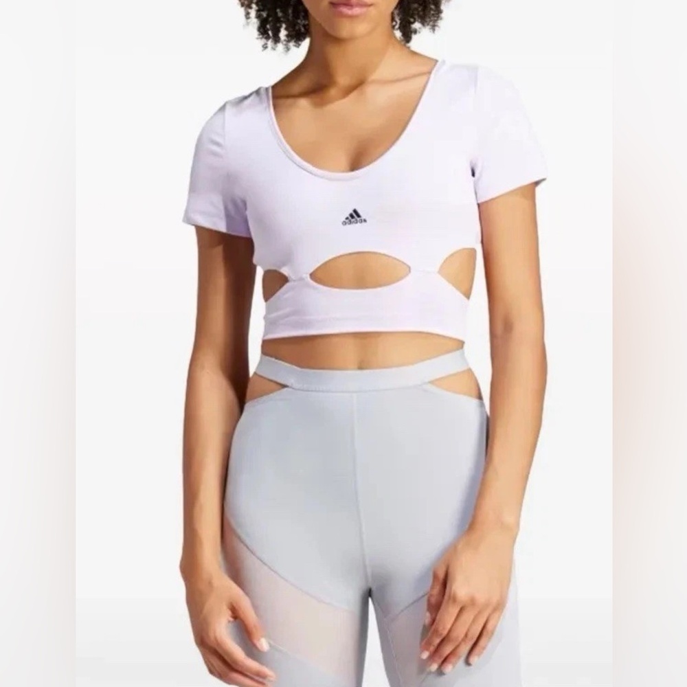 NWT Adidas Women’s Designed by Rui Zhou Sportswear Cut Out Top, Lavender, Size L